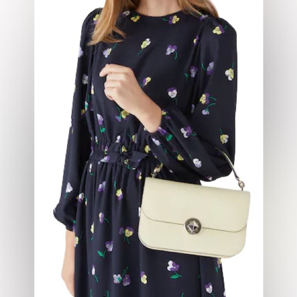 Kate Spade Audrey Flap Leather Crossbody Purse In Parchment